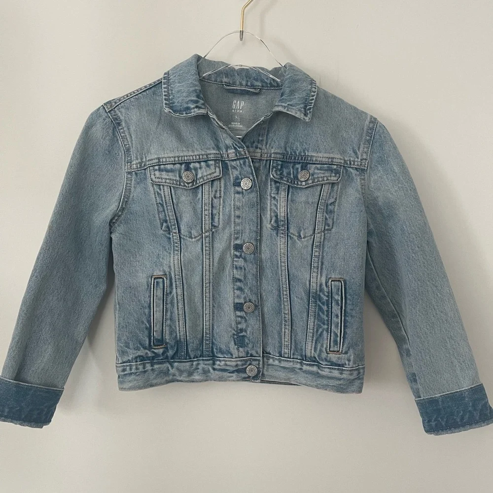 Gap Girls kids size large denim jacket stone washed - Picture 1 of 11